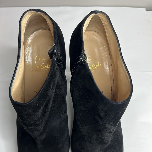 CHRISTIAN LOUBOUTIN 41.5 Black Suede Belle Zeppa 100 Wedge Zip Ankle Boots - Picture 8 of 10